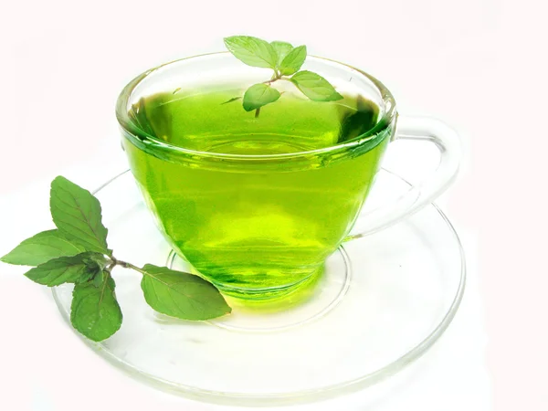 Chá de ervas verde com hortelã — Fotografia de Stock