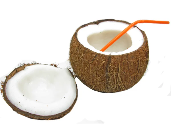 Kokosnoot tropische cocktail in moer geïsoleerd — Stockfoto