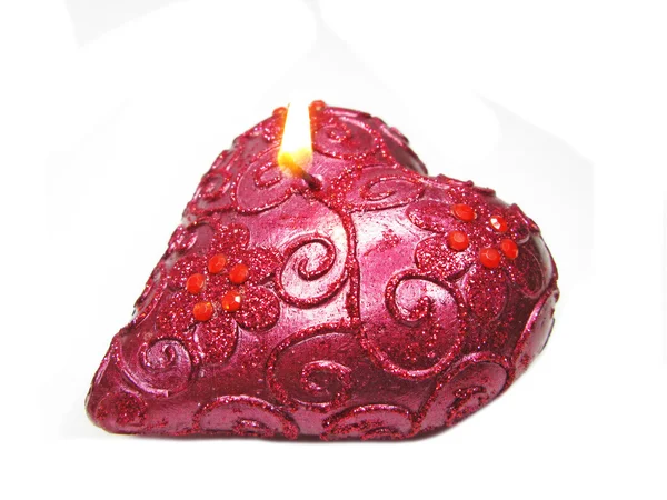 Розовый аромат спа-свечи форма сердца — стоковое фото
