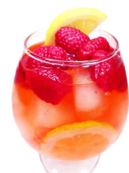 Fruit red punch cocktail drink with raspberry — Stock Photo, Image