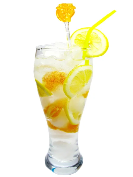 Fruit lemonade cocktail drink with lemon — Stock Photo, Image