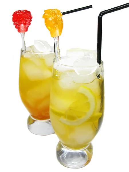 Fruit cold juice drinks with lemon — Stock Photo, Image
