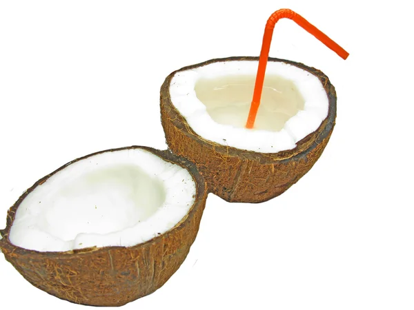 热带鸡尾酒果汁椰子坚果或孤立 — 图库照片
