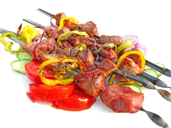Carne barbacoa a la parrilla con verduras —  Fotos de Stock