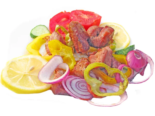 Мясо на гриле с овощами — стоковое фото
