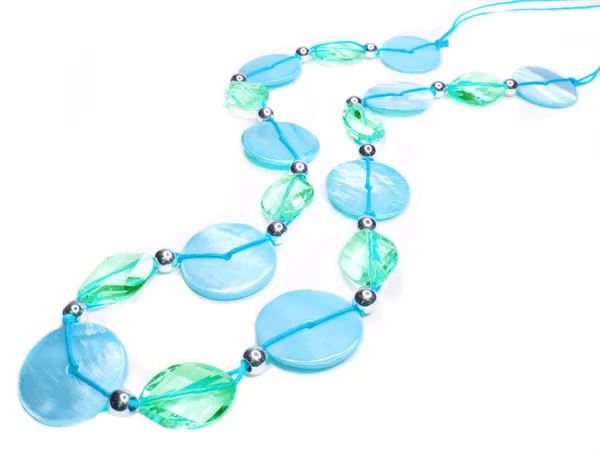 Zelené a modré šperky korálky — Stock fotografie
