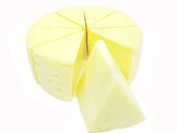 Peynir daire ve parçaları — Stok fotoğraf