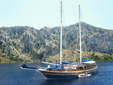 Yacht in aegean sea clipart