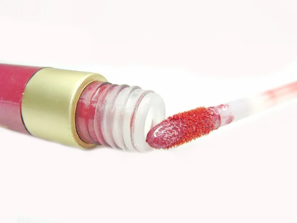 붉은 입술 광택 액체 립스틱 — 스톡 사진