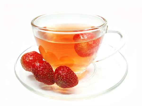Chá vermelho de frutas com morango — Fotografia de Stock
