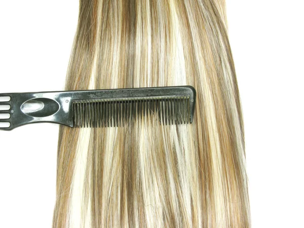 Hair brush with highlight hair in it — Stock Photo, Image