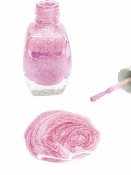 Pink nail polisher pouring — Stock Photo, Image
