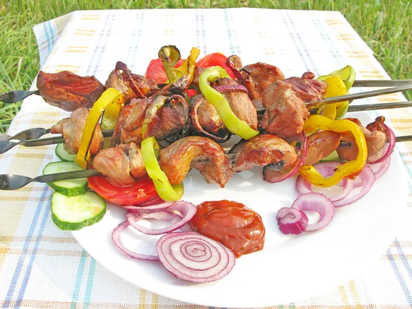 Carne de barbacoa con verduras — Foto de Stock