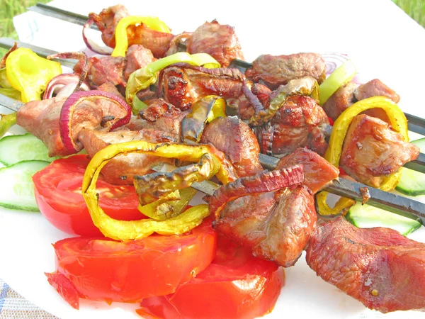 Cooked grilled meat with vegetables — Stock Photo, Image