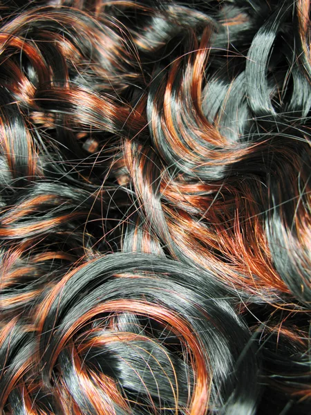 Podkreślają ciemne kręcone włosy tekstura tło — Zdjęcie stockowe