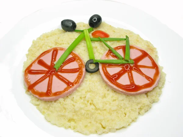 Stock image Creative porridge bicycle shape