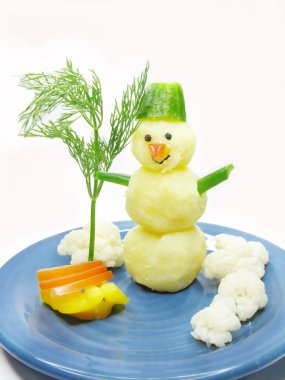 Creative porridge snow man shape clipart