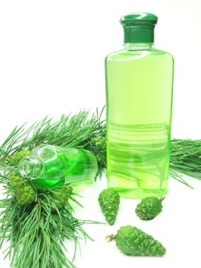 Shower gel bottle with fir extract clipart