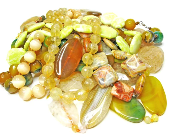 Heap of yellow semiprecious beads — Stock Photo, Image