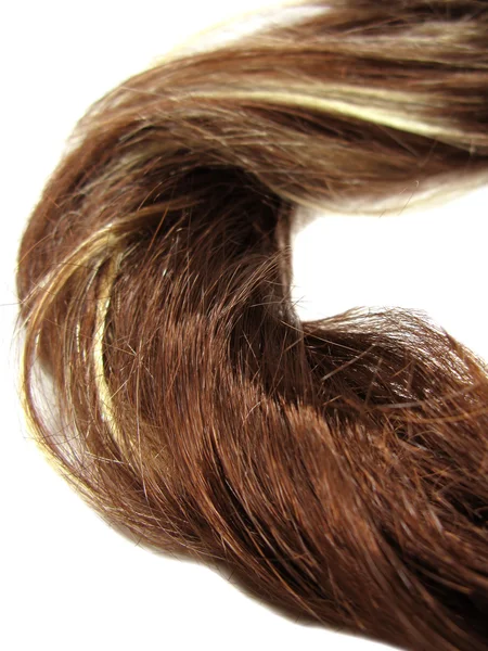 Hnědé vlasy přímé izolované — Stock fotografie