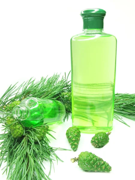 Douche gel fles met fir extract — Stockfoto
