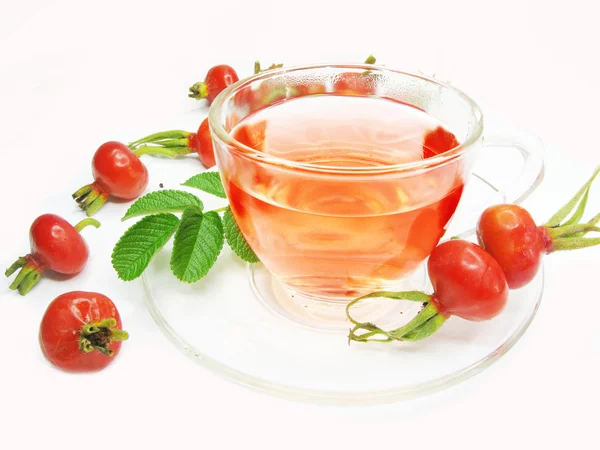 Ekstrakt z herbaty ziołowe owoców z dzikiej róży biodra — Zdjęcie stockowe