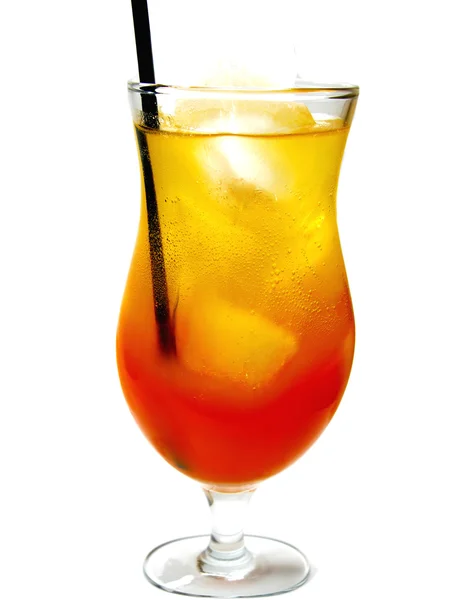 Alcoholic tequila sunrise drink with ice — Stock Photo, Image