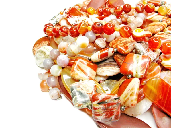Heap of red semigem beads — Stock Photo, Image