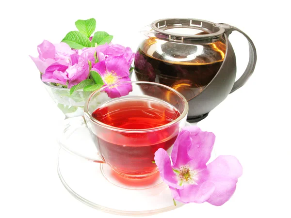 Kwiatowy herbaty z dzikiej róży kwiaty — Zdjęcie stockowe