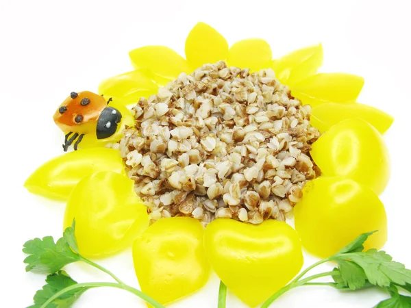 Creative porridge flower shape — Stock Photo, Image