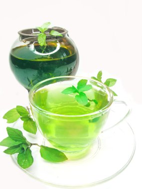 nane ile yeşil bitki çayı