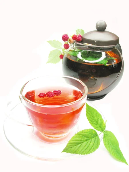 Ovoce, Červený čaj s malinovým extrakt — Stock fotografie