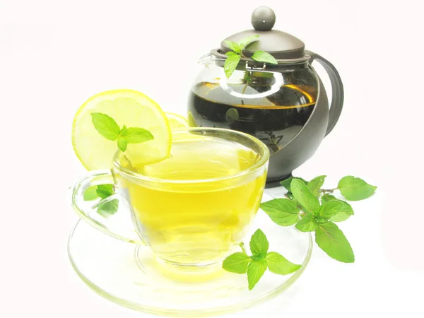 Fruit tea with lemon and mint — Stock Photo, Image