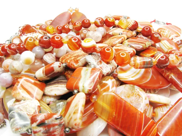 Heap of red semiprecious beads — Stock Photo, Image