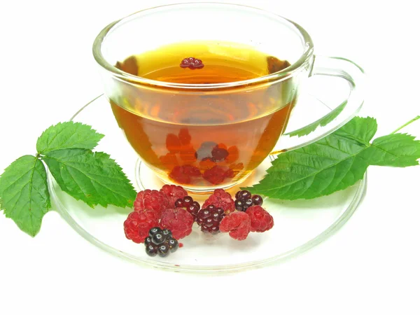 Chá de ervas de frutas com amora e framboesa — Fotografia de Stock