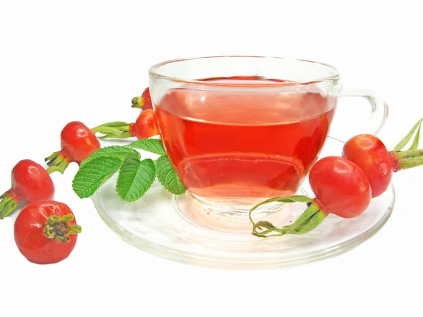 Té de hierbas rojo con rosa silvestre de cadera —  Fotos de Stock