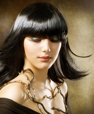 Beautiful Brunette. Hairstyle. Egyptian Style clipart