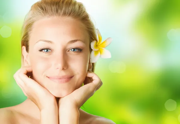 Spa Girl Over Nature Background — Stock Photo, Image