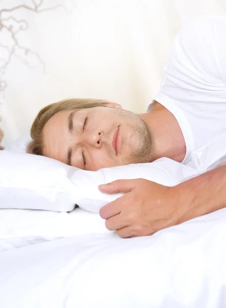 Young Man Sleeping In His Bed — Stock Photo, Image