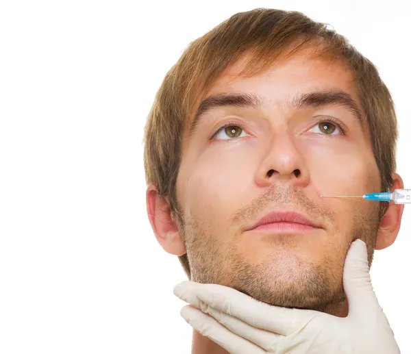 Man gets cosmetic injection of botox .Beauty Treatment — Stock Photo, Image