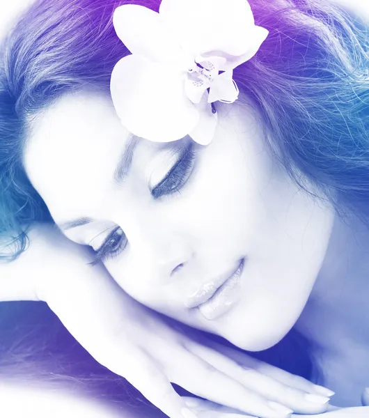 Cara de Mulher Bonita. Design de arte colorida transparente — Fotografia de Stock