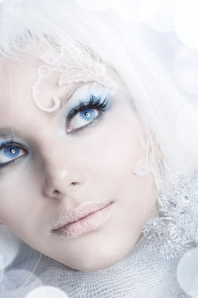 Winter Beauty. High-key Fashion Art. Perfect makeup