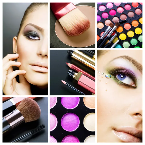 Trucco. Bellissimo collage make-up — Foto Stock