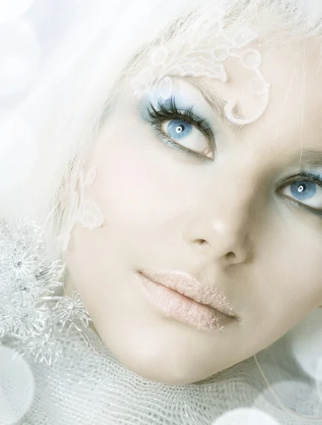 Winter Beauty. High-key Fashion Art. Perfect makeup Stock Image