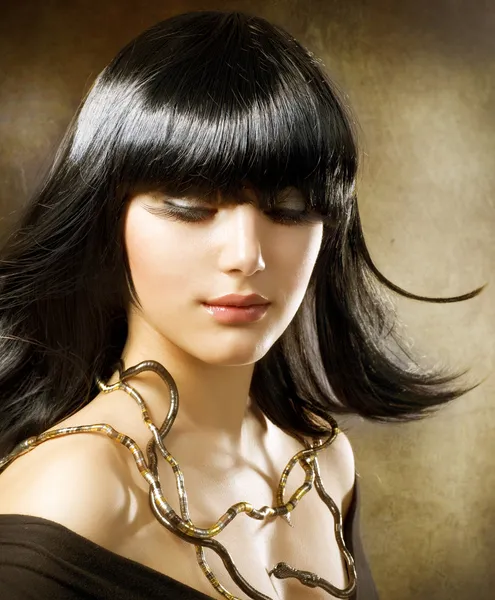 Krásná bruneta. účes. egyptský styl Royalty Free Stock Obrázky