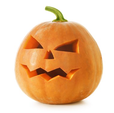 Halloween Pumpkin. Scary Jack O'Lantern isolated on white clipart