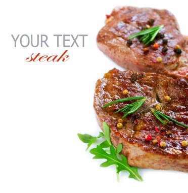 Grilled Beef Steak Isolated On a White Background clipart