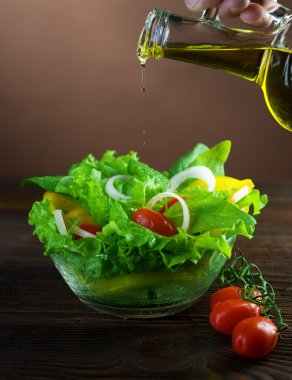 Healthy Salad And Pouring Olive Oil clipart