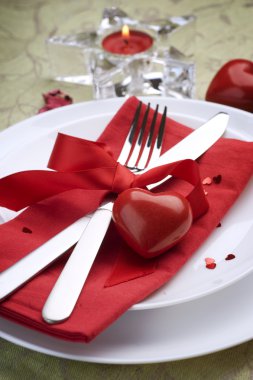 Romantic Dinner. Place setting for Valentine's Day clipart