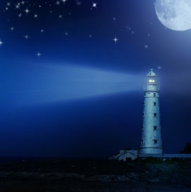 Lighthouse At Night clipart